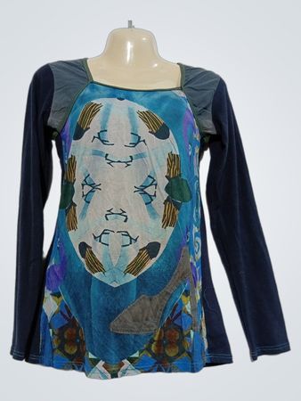 Manköe Blue Langarmshirt mit Grafikdruck