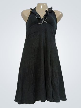 Mim schwarzes Neckholder-Kleid mit Rüschen