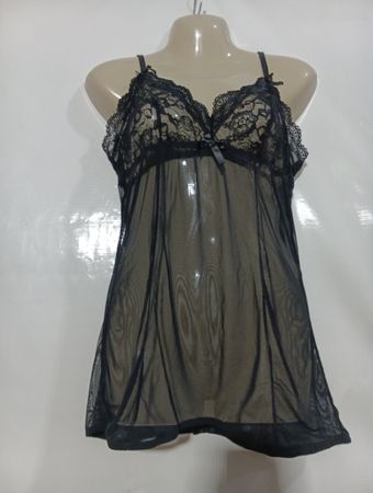 Schwarzes Spitzen-Babydoll-Dessous