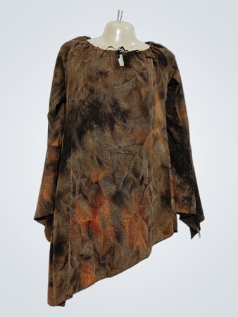 Braunes Batik-Asymmetrie-Tunika