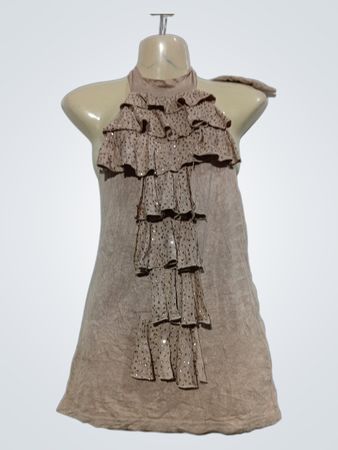 Giorgia TU Neckholder-Oberteil mit Rüschen und Pailletten