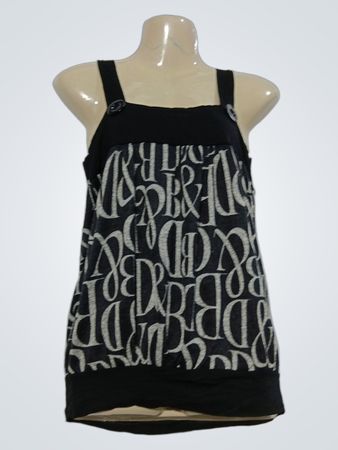 Schwarzes und graues Tanktop mit grafischem Aufdruck