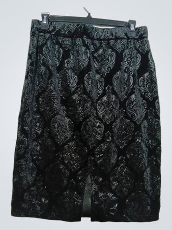Schwarzer Samt-Damastdruck-Rock