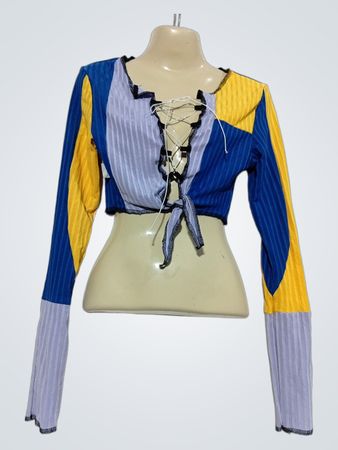 Colorblock-Schnür-Cropped-Top