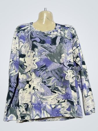 UN JOUR PARIS Floral Print Langärmeliges Oberteil