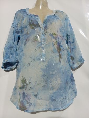 Street One Blaues Blumenmuster Transparentes Tunika-Top