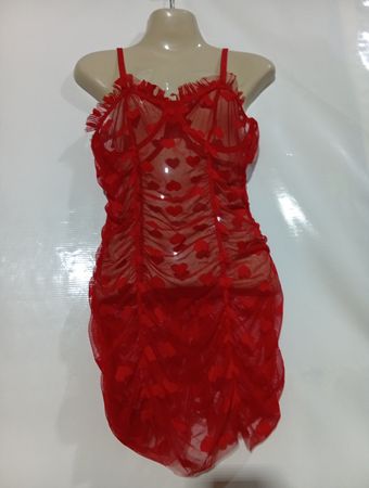 Rotes Netz-Herz-Minikleid