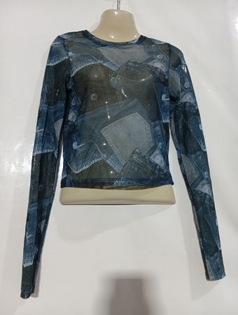 FBSISTER Mesh-Top mit langen Ärmeln