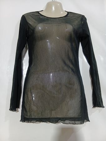 Schwarzes durchsichtiges Langarmshirt