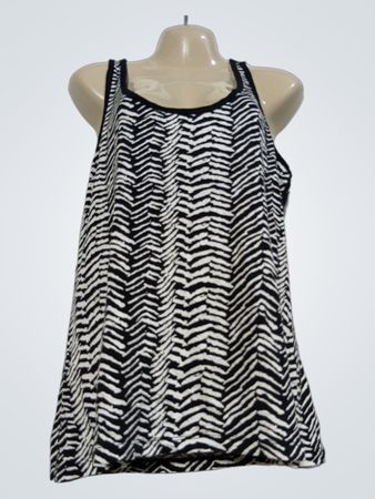 Morgan Black White Zebra Print Trägertop mit gehäkeltem Rücken