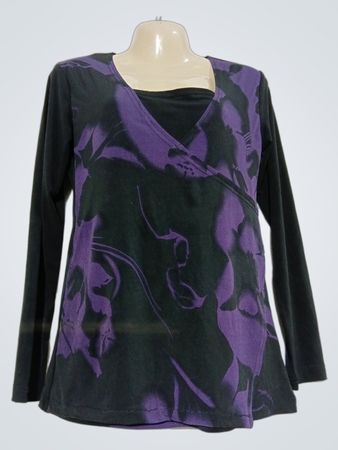 Langarm-Top mit lila Blumenmuster