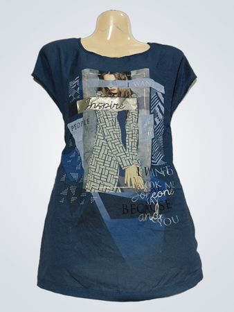 CAMATEU Damen Blaues Grafik-T-Shirt