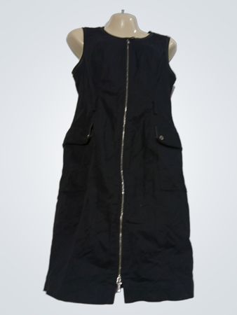 Calvin Klein Schwarzes ärmelloses Midikleid mit Reißverschluss