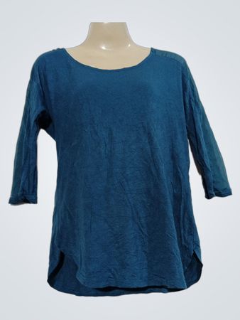 CAMATEU Teal Blue Top mit ausgeschnittener Rückenpartie