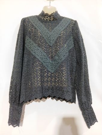 Peace n' love Damenpullover aus Spitze mit hohem Kragen (Mock Neck)