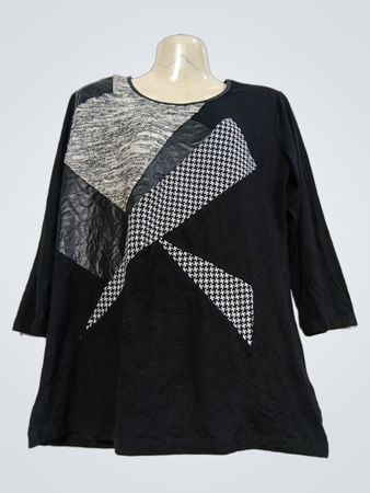Alessa W Collection Patchwork Schwarze Tunika