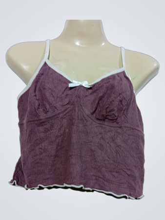 Violette gerippte Camisole mit Schleifendetail