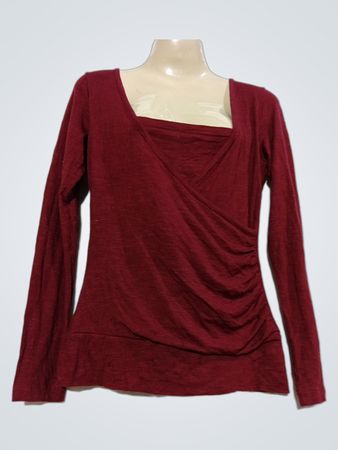 Squalle Damen Langarm gerafftes Wickeloberteil