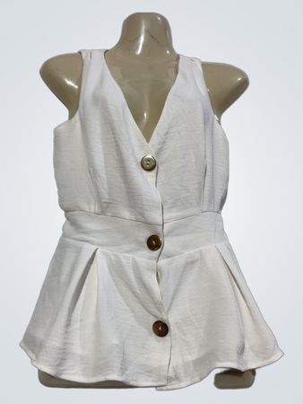 Morgan De Toi White Ärmelloses Peplum-Oberteil