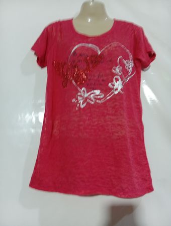 MOSH JEANS Pinkes T-Shirt mit Herzgrafik