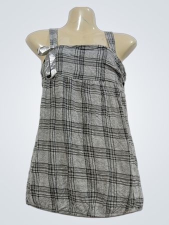 Graues Karo-Kleid mit Schleifendetail