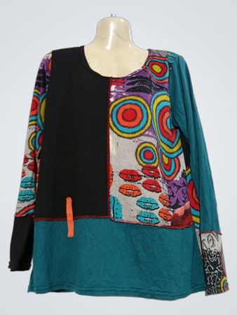Patchwork-Langarmshirt