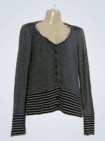 einstufiger gestreifter Cardigan mit langen Ärmeln