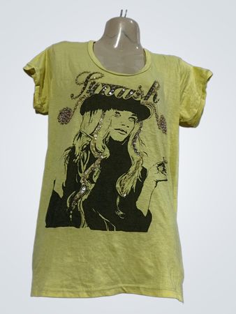 Smash! Gelbes Grafik-T-Shirt mit Pailletten