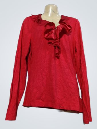 Lauren Ralph Lauren Rote Rüschige Langarmbluse