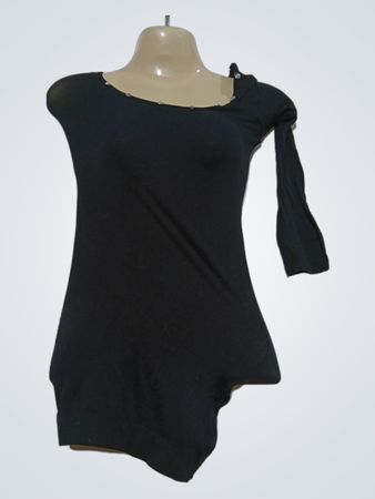 Schwarze asymmetrische Tunika-Bluse