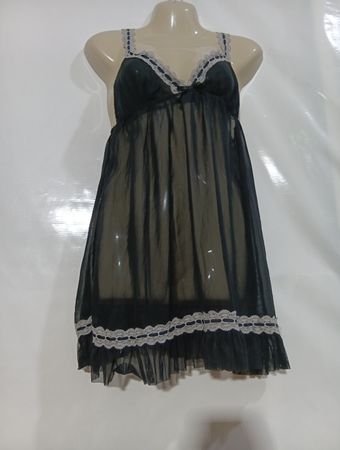H&M Schwarzes durchsichtiges Babydoll-Nachthemd