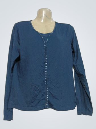 Afibel Blue Langärmeliges Verziertes Oberteil