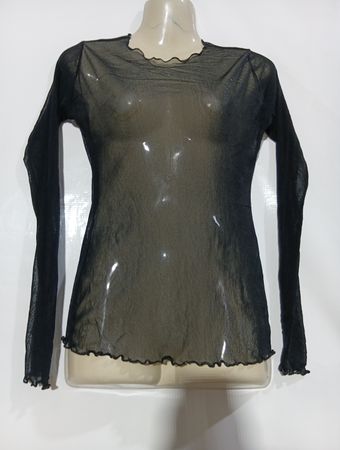 Cache Cache Black Mesh Long Sleeve Top