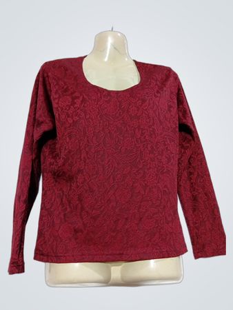 Samanta Paris Burgunderrotes Oberteil mit Blumenmuster und langen Ärmeln