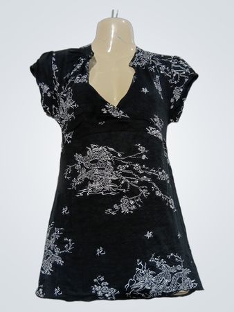 Black Dragon Print Top