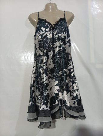 Floral Print Slip Dress with Lace Trim