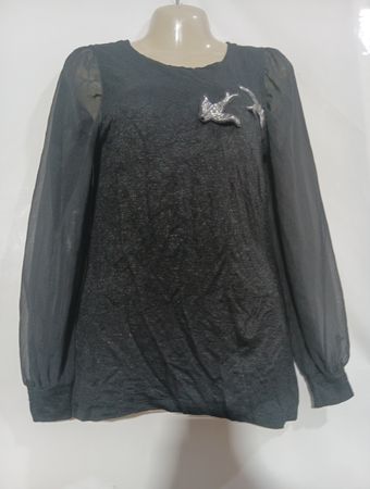 Kiabi Haut noir à manches transparentes