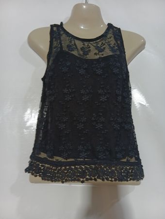 Jennyfer Black Floral Lace Tank Top