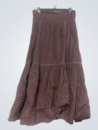 Saia Longa Midi em Camadas Marrom