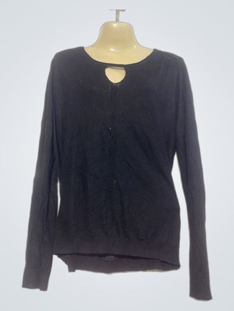 Black Long Sleeve Top with Lace Detail