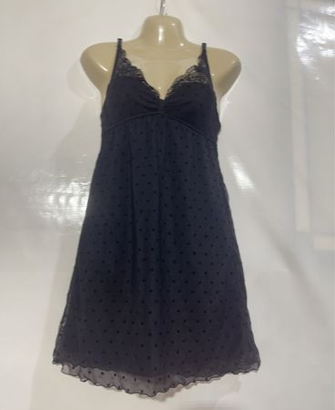 Etam Black Lace Trimmed Babydoll Dress