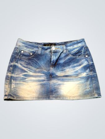 Women's Distressed Blue Denim Mini Skirt