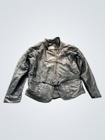 Paris Sport Club Schwarze Lederjacke mit Gürtel