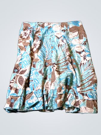 Blauer und brauner Floral-Print-Rock