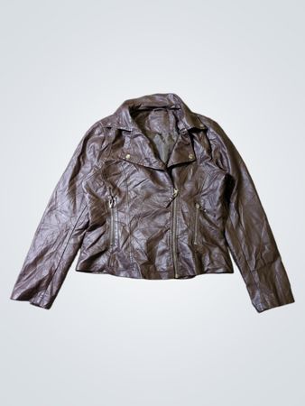 STUDIO MAX Braune Lederimitat-Motorradjacke
