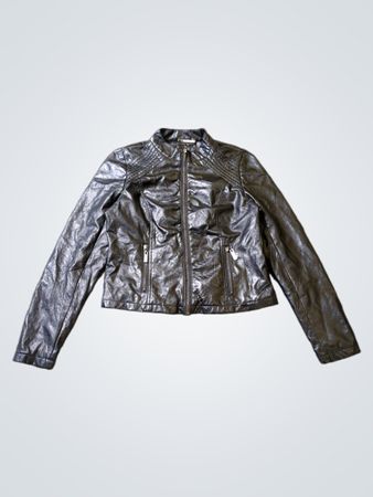 Schwarze Kunstlederjacke