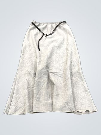 Grauer A-Linien-Rock mit schwarzem Gürtel
