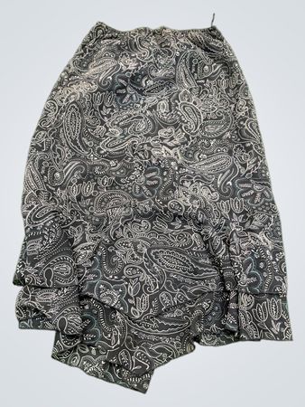 Schwarzer Paisley-Print-Rock mit Rüschensaum