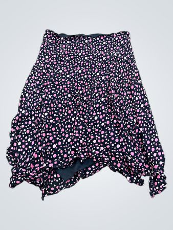 Angie Black Pink Polka Dot Asymmetrischer Midi-Rock