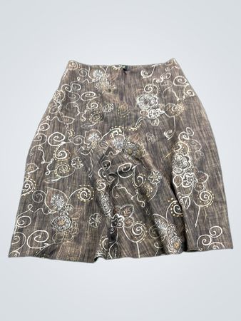 EK style Brauner Blumenmuster A-Linien-Rock